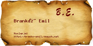 Brankó Emil névjegykártya